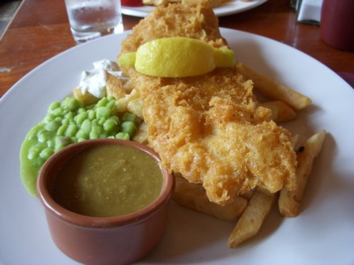 Fish, Chips, and Mushy peas... classic (pic from June).